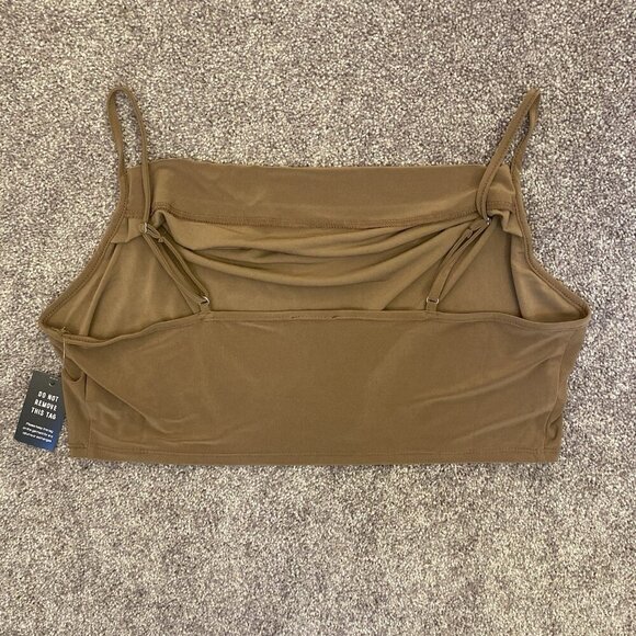 Express Womens Cowl Neck Cropped Cami Spaghetti Straps Sandshell Top Size XL NWT - Picture 7 of 16